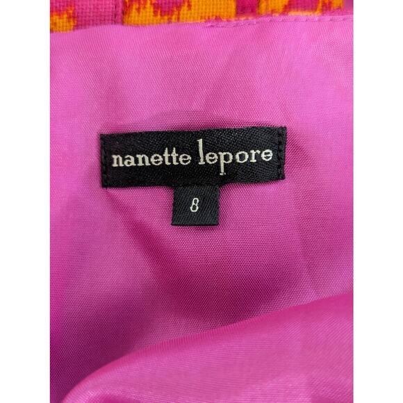 NANETTE LEPORE! SILK & LINEN! FUSCHIA PINK, ORANGE SEQUINNED, RUFFLE DRESS!SZ 8 - Picture 5 of 8
